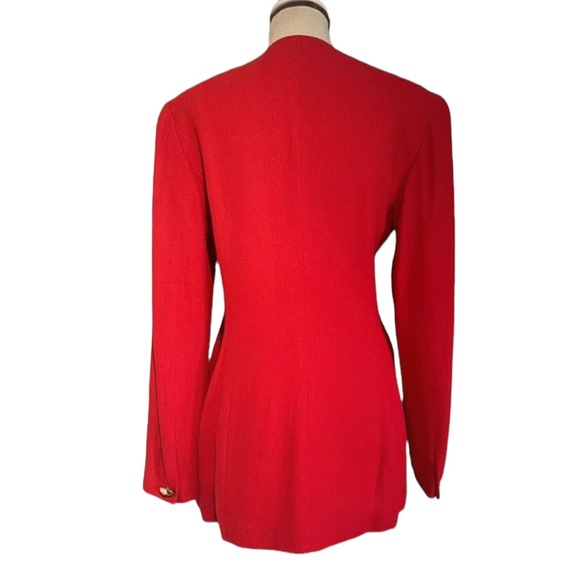 Vintage90s Carla Carini  statement red fitted blazer gold buttons classy  UK8 - Picture 7 of 11